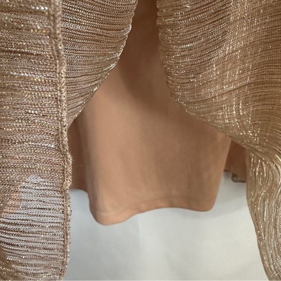 Eloquii Plus Size Shimmer Rose Gold Puff Sleeve Gathered Waist Dress sz 14 - Picture 12 of 16